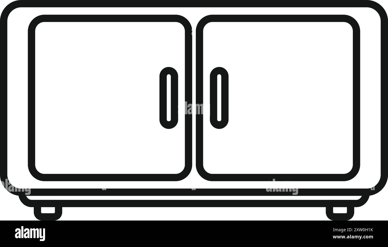 Icône vectorielle simple d'une armoire de cuisine avec deux portes, parfaite pour les projets de design d'intérieur Illustration de Vecteur