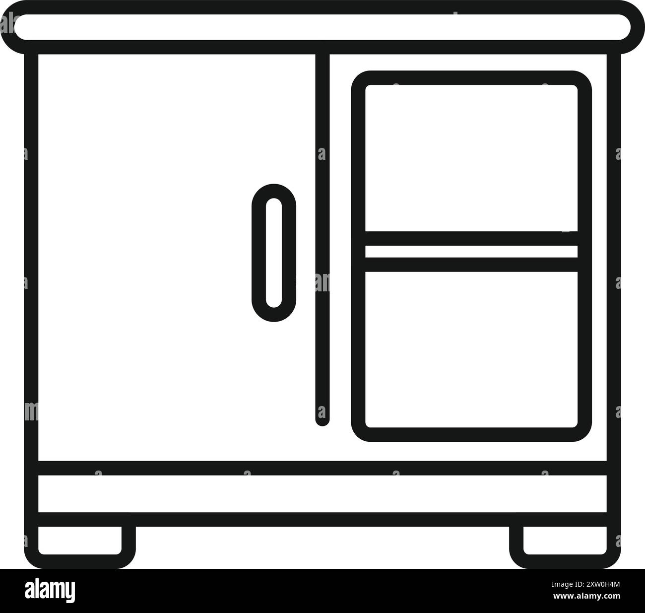Placard moderne avec portes et étagères est debout sur le sol, meubles pour l'intérieur de la maison Illustration de Vecteur