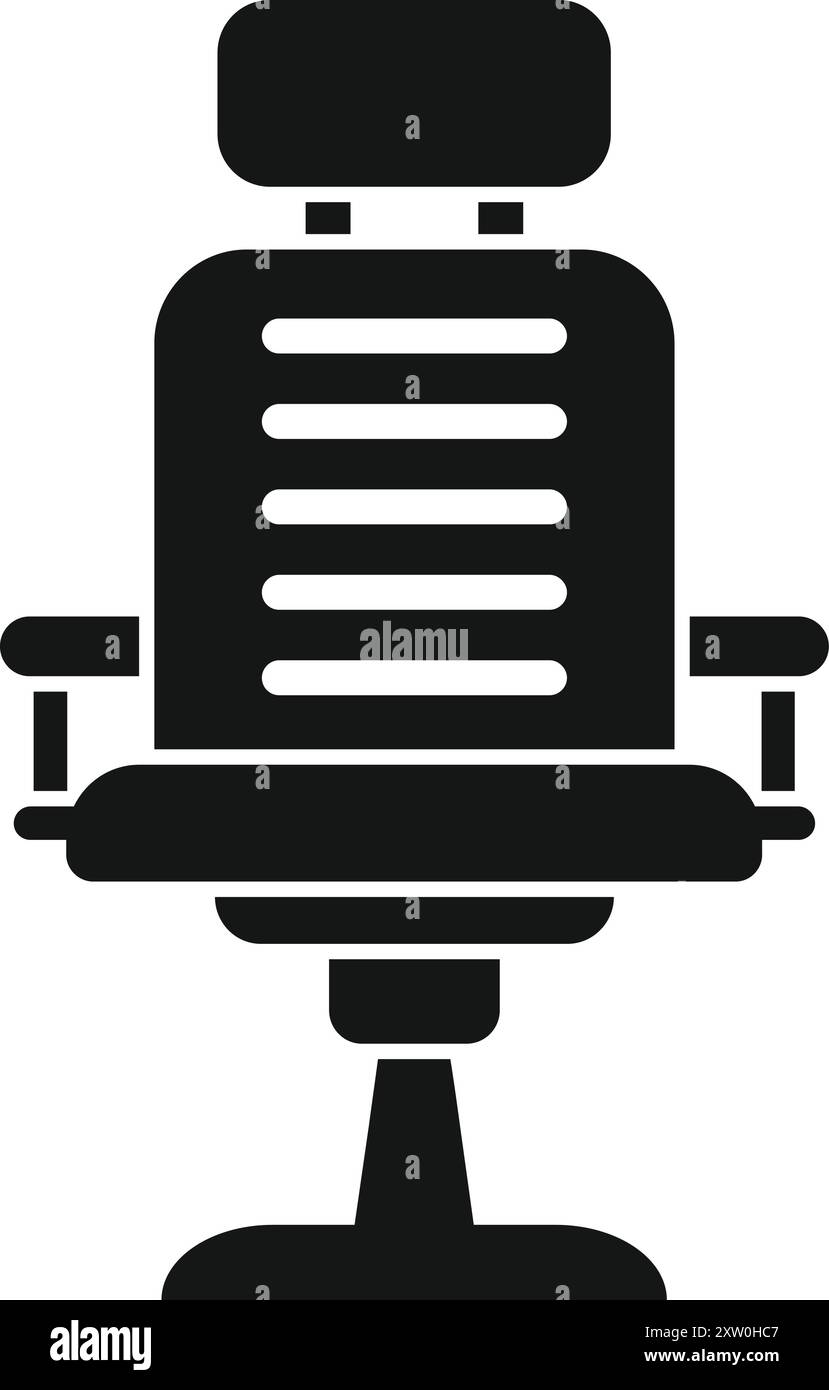 Icône de glyphe noir d'une chaise de bureau confortable avec accoudoirs, parfait pour travailler à un bureau Illustration de Vecteur Icône de glyphe noir d'une chaise de bureau confortable avec accoudoirs, parfait pour travailler à un bureau Illustration de Vecteur