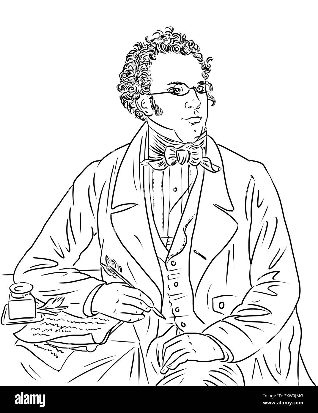 Portrait de Schubert, célèbre compositeur et musicien Banque D'Images