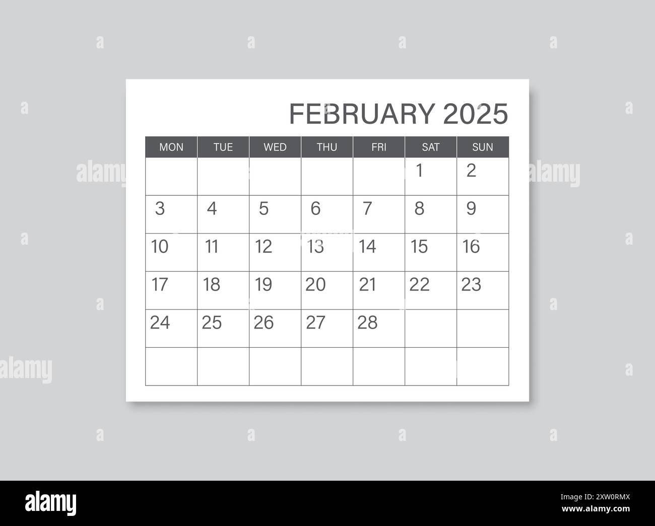 Calendrier février 2025 icône dans un style plat. Illustration vectorielle de planificateur sur fond isolé. Concept commercial de signe de calendrier. Illustration de Vecteur