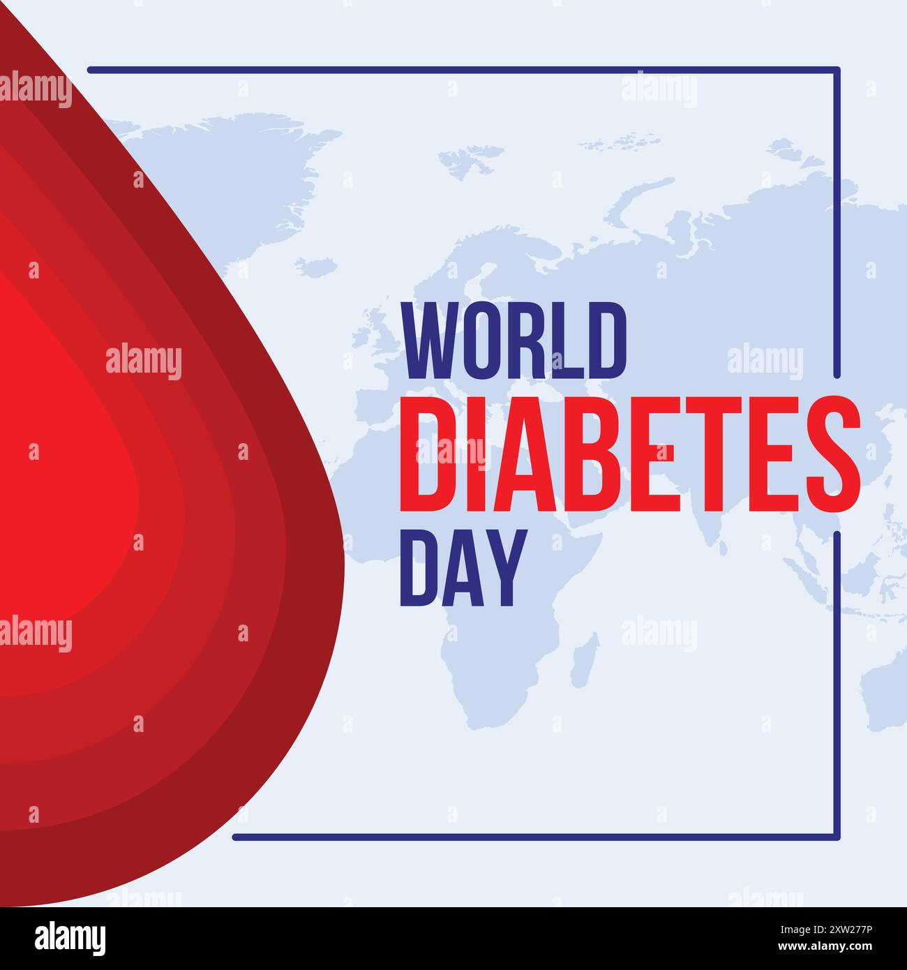 Affiche de la Journée mondiale du diabète avec goutte de sang, modèle vectoriel Illustration de Vecteur