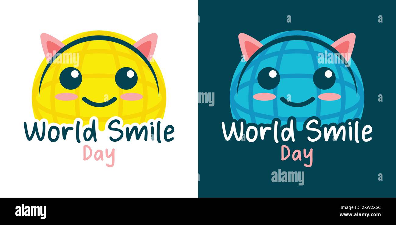 Smile Day Cute face Emoji Template Illustration de Vecteur