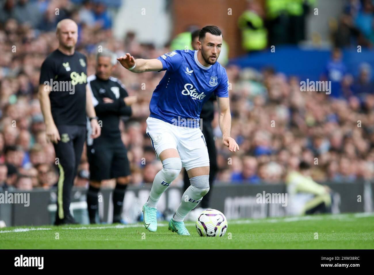 Liverpool, Royaume-Uni. 17 août 2024. Jack Harrison d'Everton en action. Premier League match, Everton v Brighton & Hove Albion au Goodison Park à Liverpool le samedi 17 août 2024. Cette image ne peut être utilisée qu'à des fins éditoriales. Usage éditorial exclusif, photo de Chris Stading/Andrew Orchard photographie sportive/Alamy Live News crédit : Andrew Orchard photographie sportive/Alamy Live News Banque D'Images