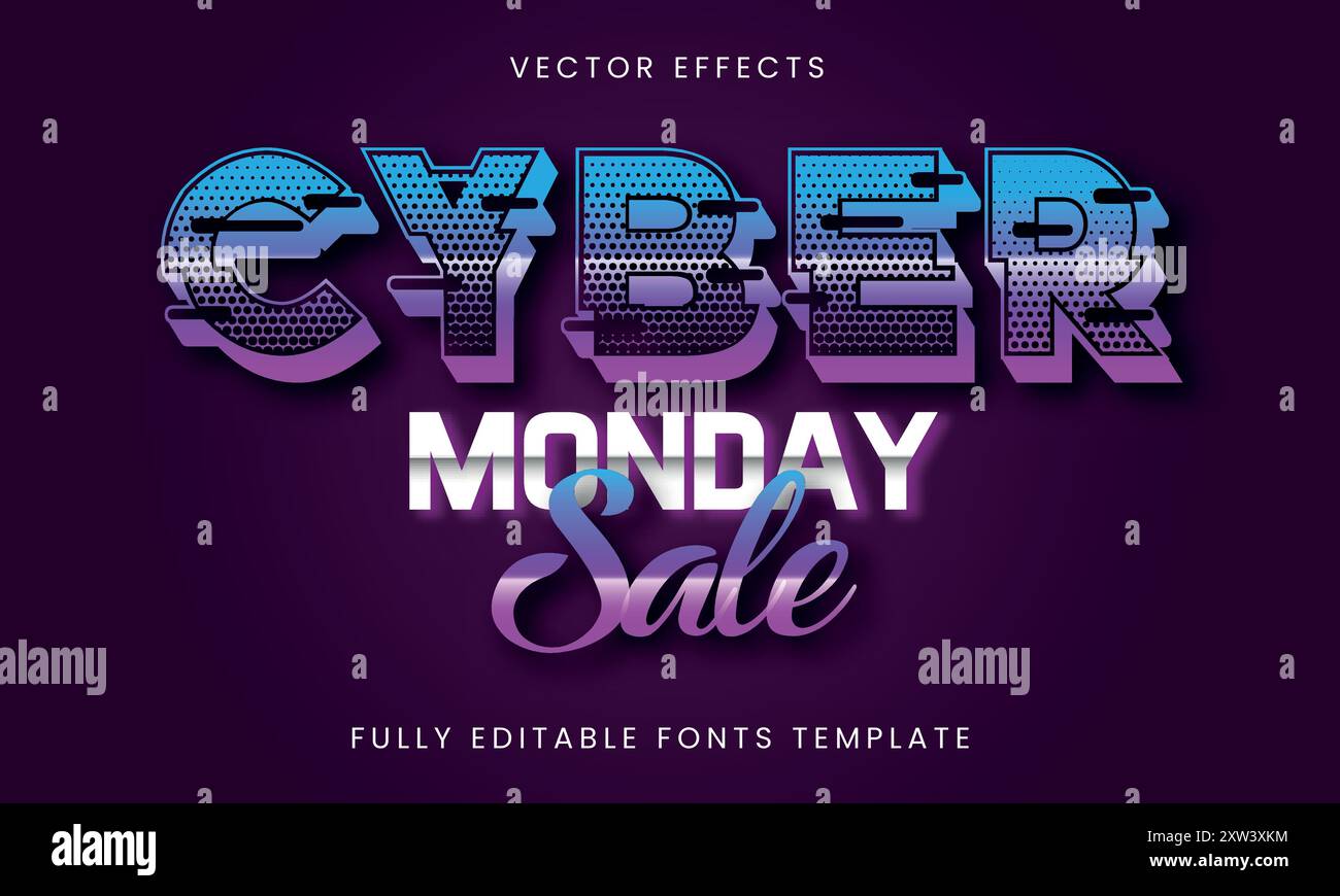 Cyber Monday Sale Neon Text Effect modèle modifiable Illustration de Vecteur