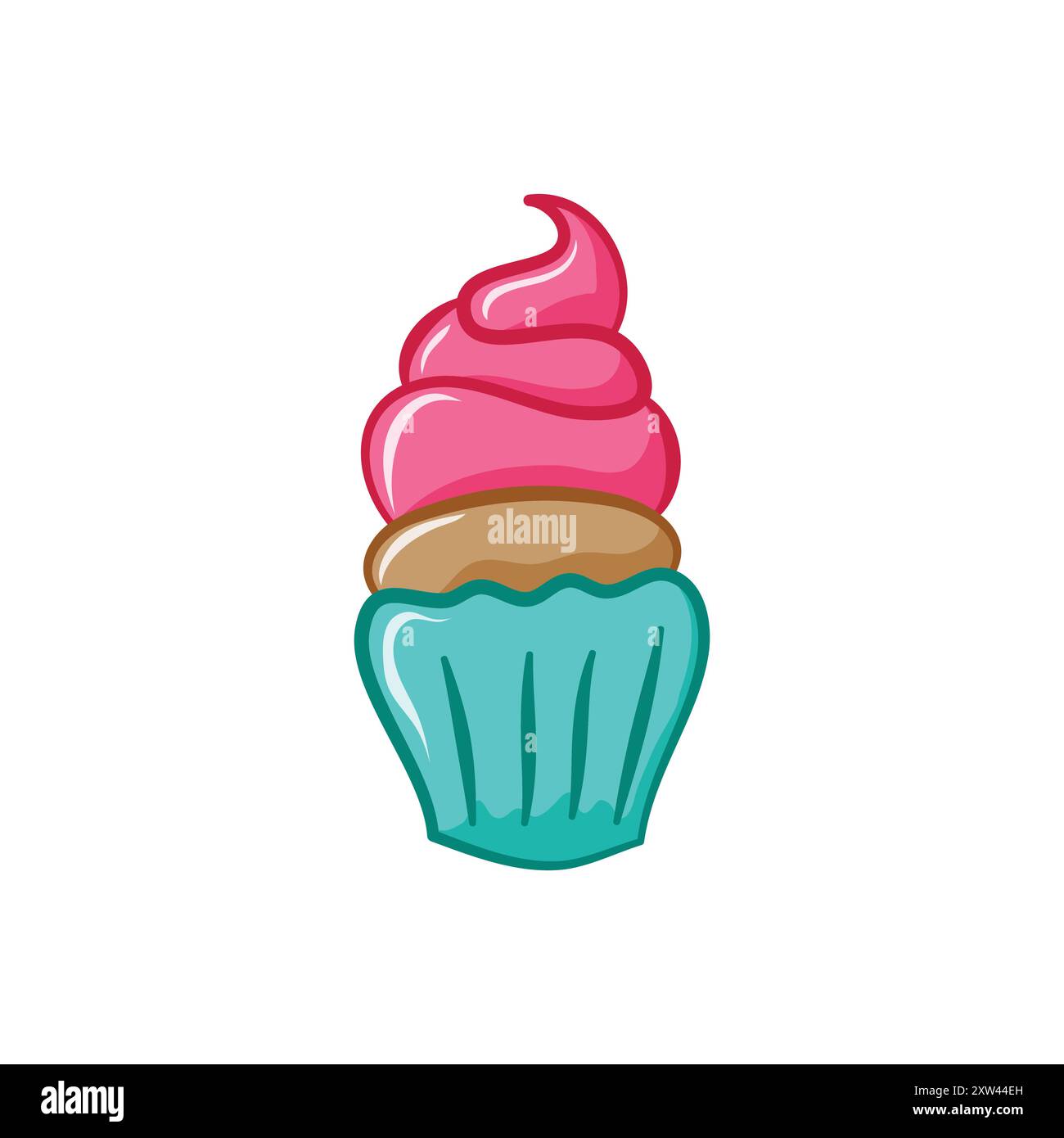 Clipart cupcake, dessiné à la main, isolé Illustration de Vecteur