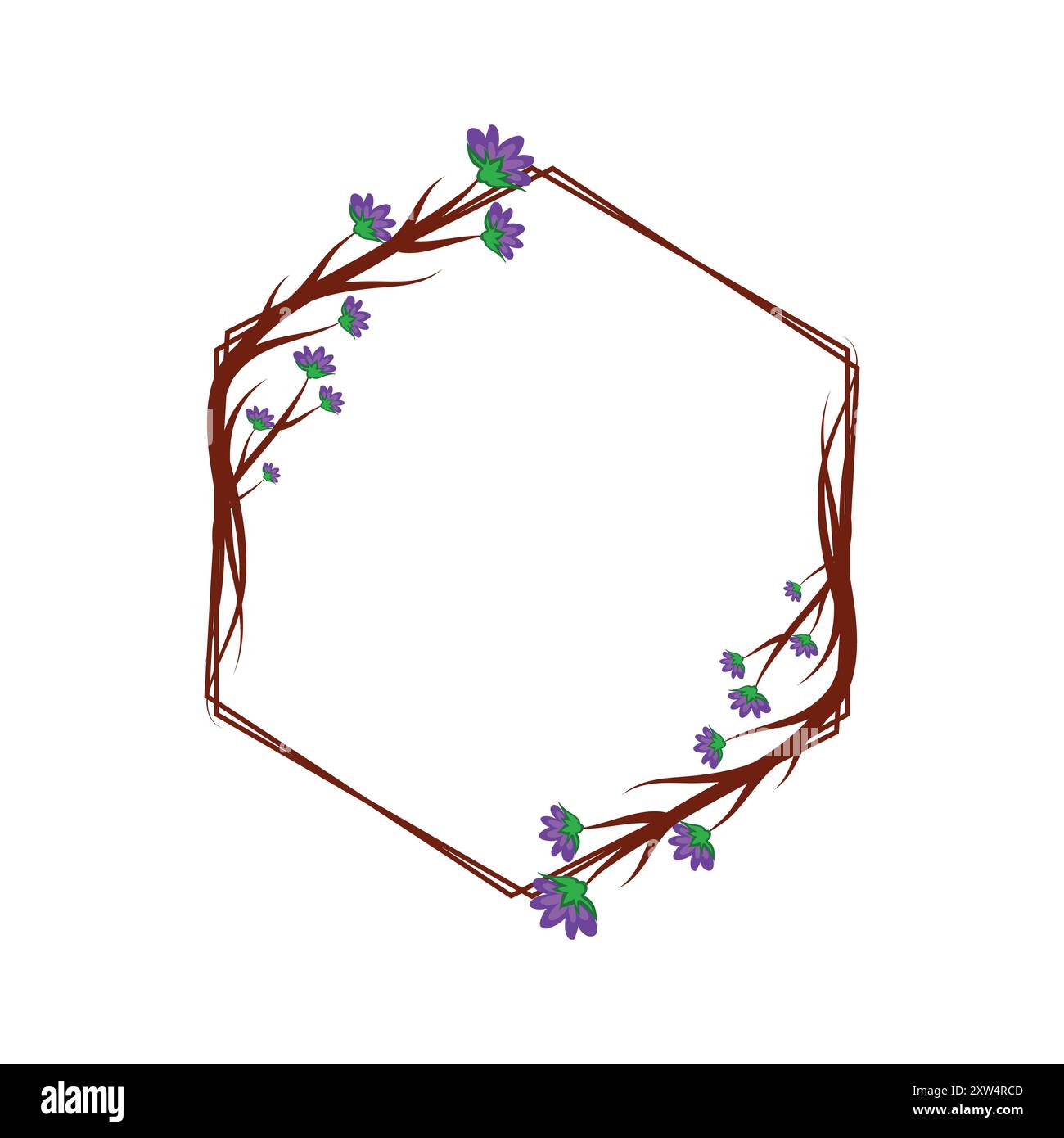 Cadre hexagonal fleur de lavande, bordure, carte d'invitation Illustration de Vecteur