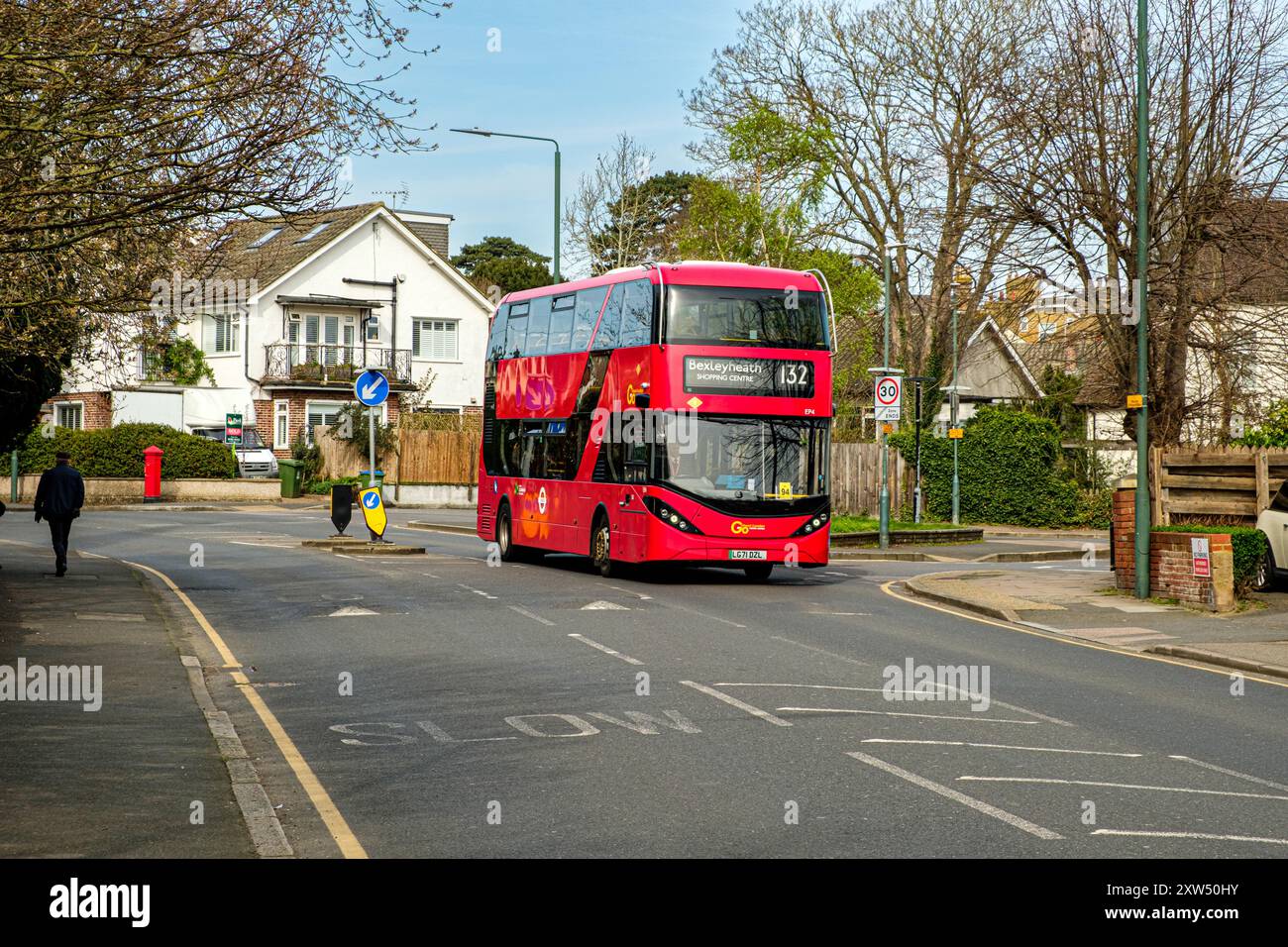 Alexander Dennis Enviro400EV London transport bus, Parkhill Road, Bexley, Kent Banque D'Images