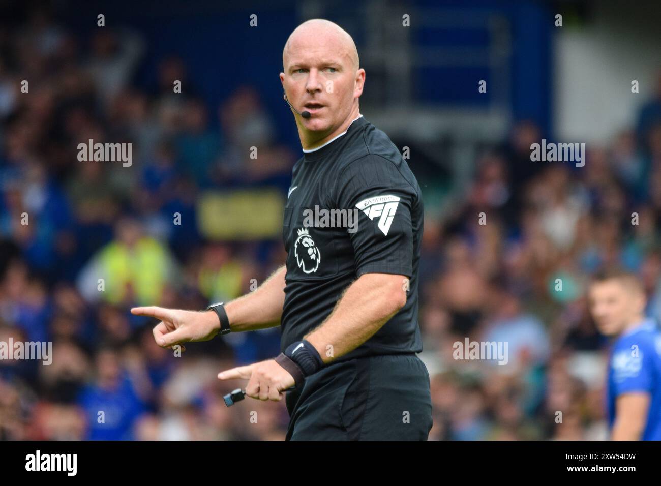 Liverpool, Royaume-Uni. 17 août 2024. Arbitre Simon Hooper lors du match Everton FC v Brighton & Hove Albion FC English premier League à Goodison Park, Liverpool, Angleterre, Royaume-Uni le 17 août 2024 Credit : Every second Media/Alamy Live News Banque D'Images