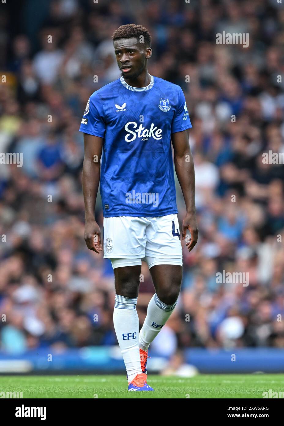 Liverpool, Royaume-Uni. 17 août 2024. Tim Iroegbunam d'Everton lors du match de premier League Everton vs Brighton et Hove Albion au Goodison Park, Liverpool, Royaume-Uni, le 17 août 2024 (photo de Cody Froggatt/News images) à Liverpool, Royaume-Uni le 17/08/2024. (Photo de Cody Froggatt/News images/Sipa USA) crédit : Sipa USA/Alamy Live News Banque D'Images