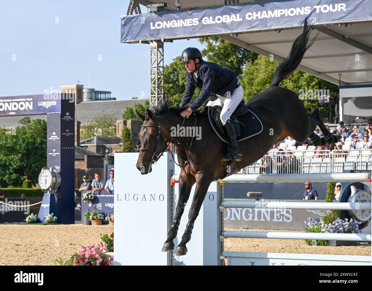 LONDRES, ROYAUME-UNI. 17 août 2024. Santiago Lambre terminé au LGCT London 2024 est le deuxième tour de qualification individuelle pour le GCL de Londres à Londres, Royaume-Uni. ( Credit : Voir Li/Picture Capital/Alamy Live News Banque D'Images