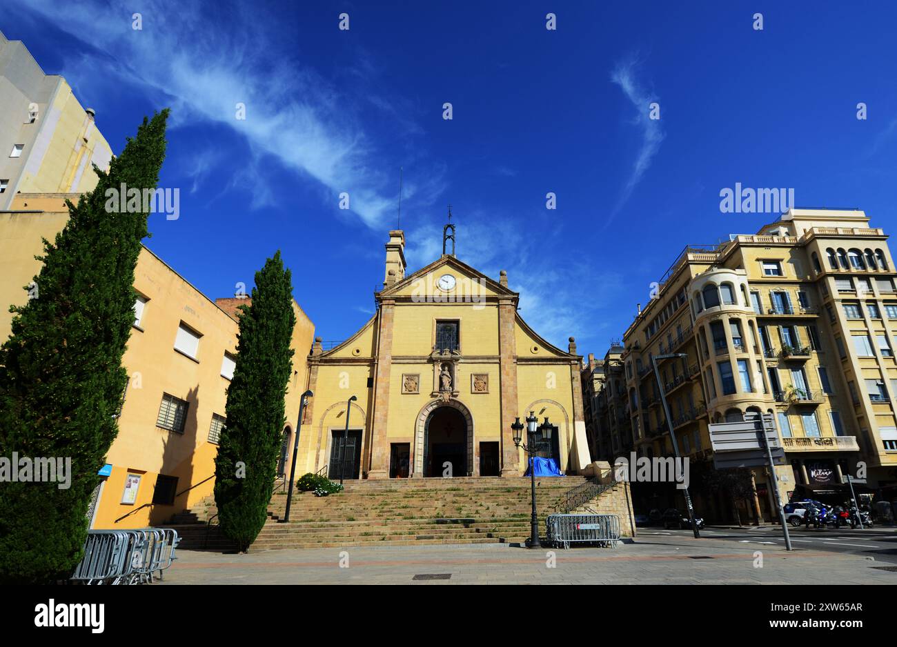 Église des Josepets de Gràcia à Lesseps, Barcelone, Espagne. Banque D'Images