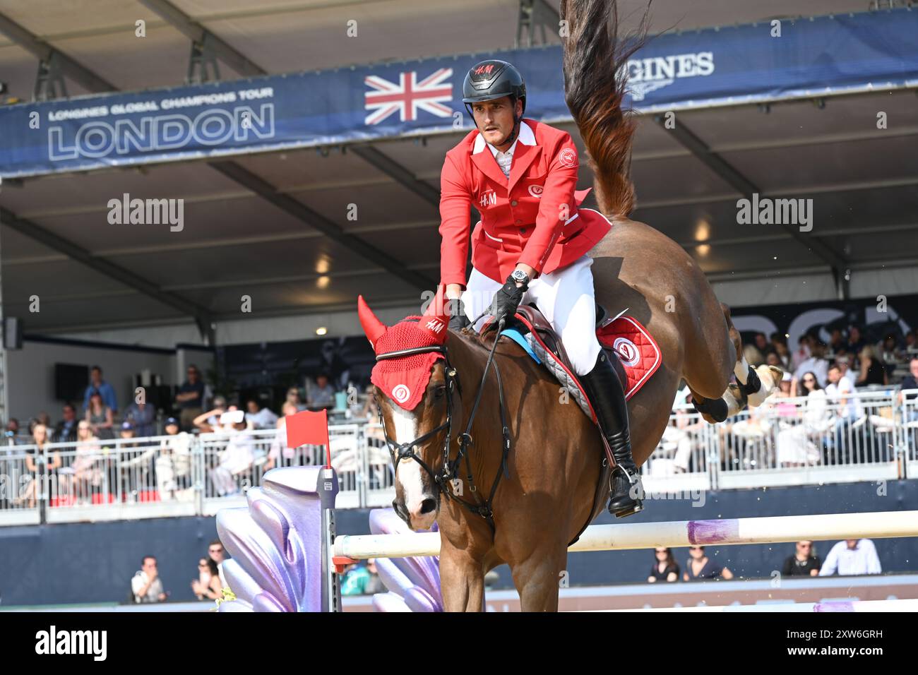 LONDRES, ROYAUME-UNI. 17 août 2024. Olivier Philippaerts complété au LGCT Londres 2024 est le deuxième tour de qualification individuelle pour le GCL de Londres à Londres, Royaume-Uni. ( Credit : Voir Li/Picture Capital/Alamy Live News Banque D'Images