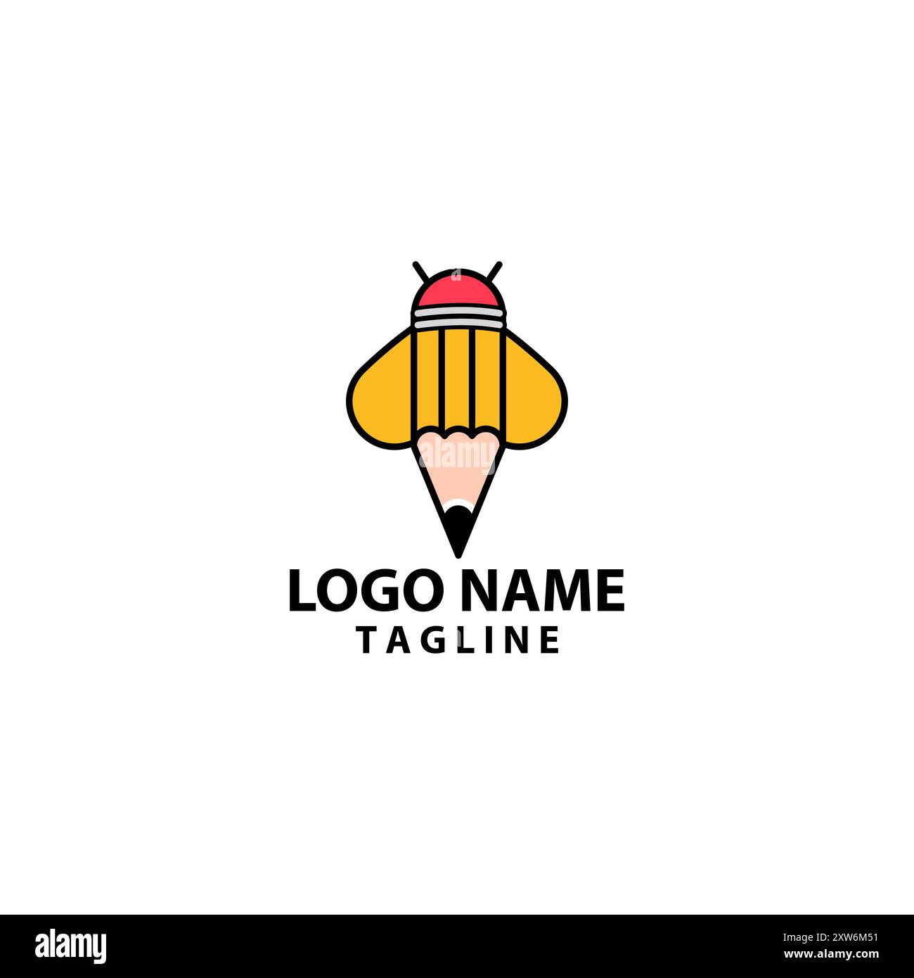 Vecteur de conception de logo de bug de crayon Illustration de Vecteur