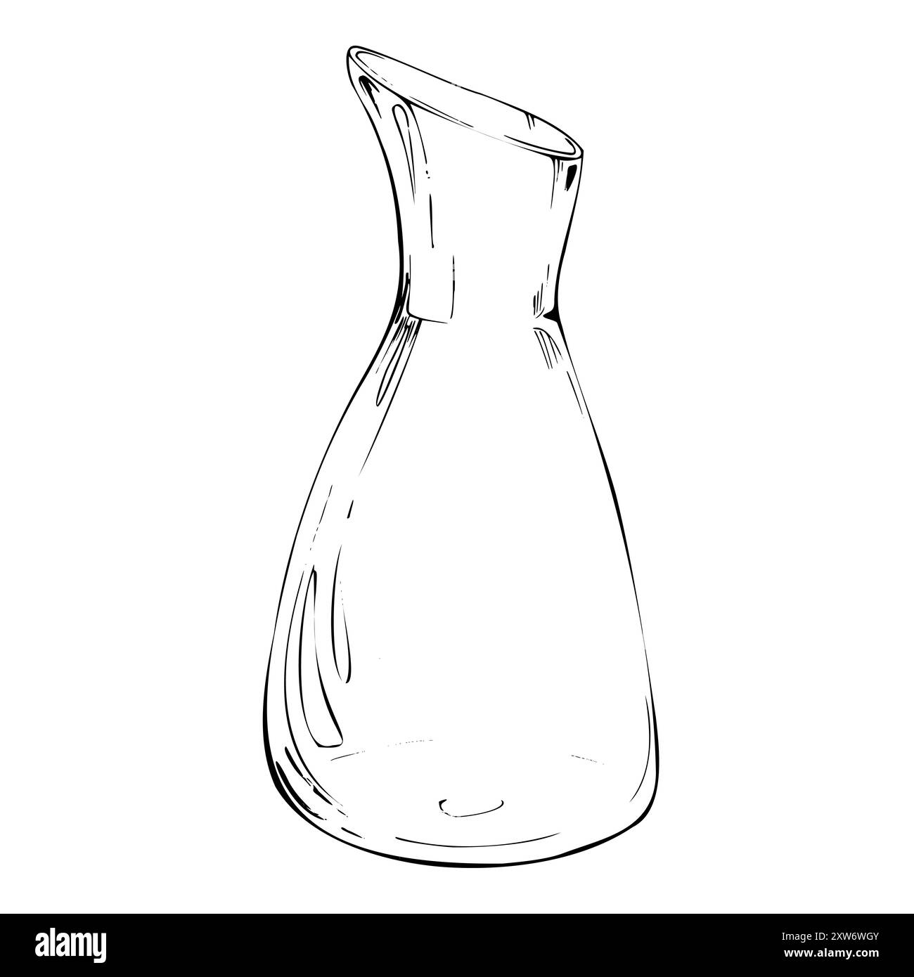 Encre de stylo vectoriel dessinée à la main, vase en verre transparent pot bouteille aromathérapie diffuseur parfum. Illustration isolée d'un seul élément pour mariage Illustration de Vecteur