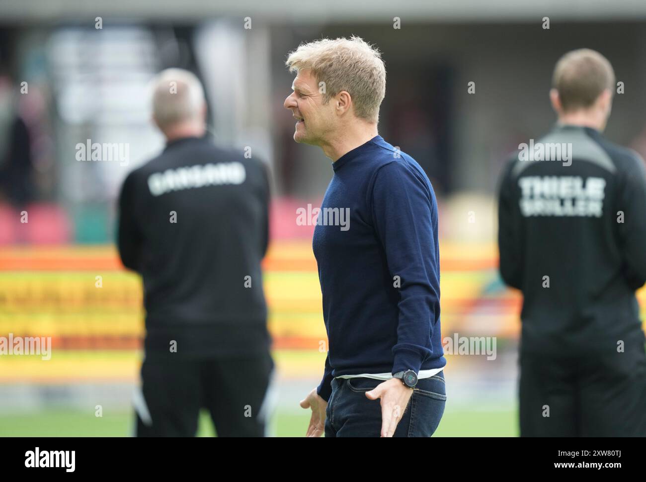 Silkeborg, Danemark. 18 août 2024. Jens Foensskov Olsen (entraîneur de la FCN) lors du match de Super League entre Silkeborg IF et FC Nordsjaelland au JYSK Park à Silkeborg dimanche 18 août 2024. (Photo : Claus Fisker/Ritzau Scanpix) crédit : Ritzau/Alamy Live News Banque D'Images