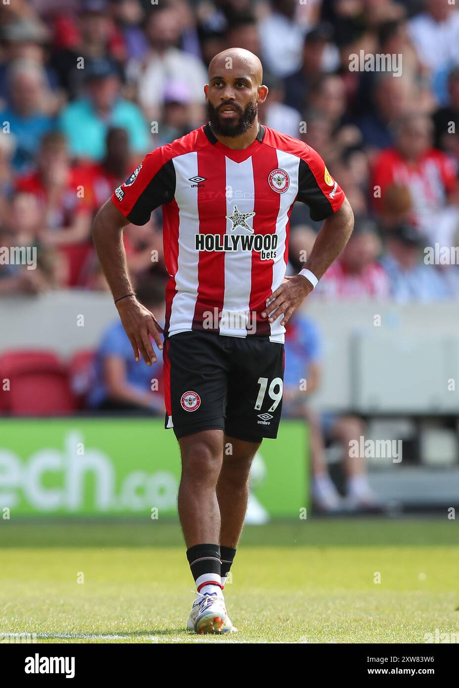 Bryan Mbeumo de Brentford lors du match de premier League Brentford vs Crystal Palace au Gtech Community Stadium, Londres, Royaume-Uni, le 18 août 2024 (photo par Gareth Evans/News images) Banque D'Images