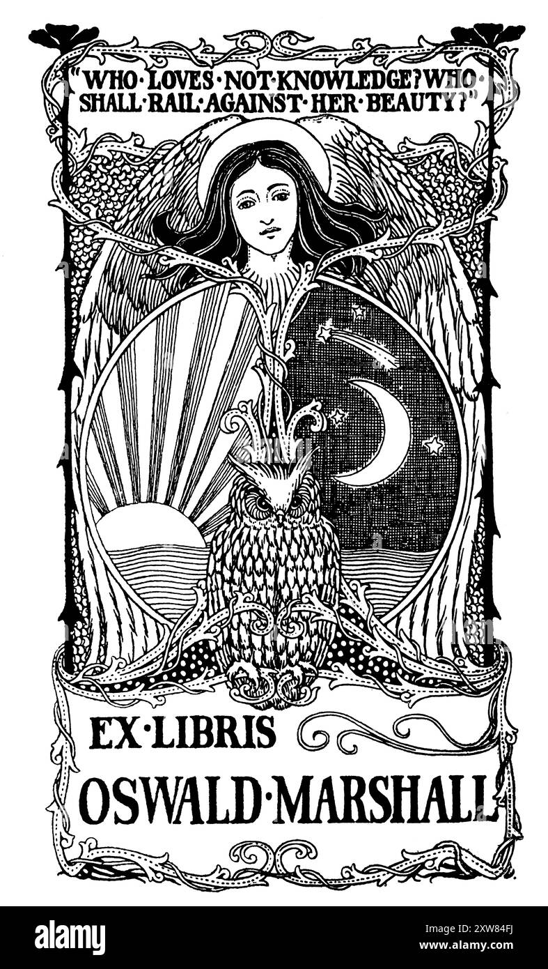 Bibliothèque de conception de connaissances 1898 pour Oswald Marshall, conçue par l'illustrateur d'animaux Percy James Billinghurst Banque D'Images