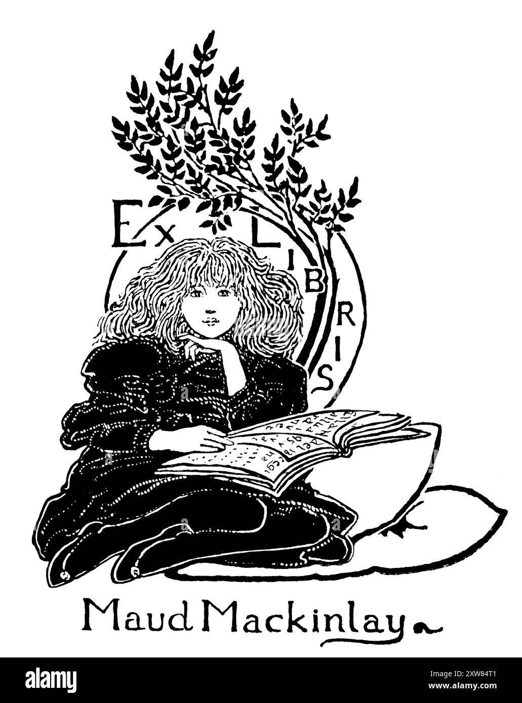 Bibliothèque des années 1890 pour Maud Mackinlay, conçue par Ella E G Hallward Banque D'Images Bibliothèque des années 1890 pour Maud Mackinlay, conçue par Ella E G Hallward Banque D'Images