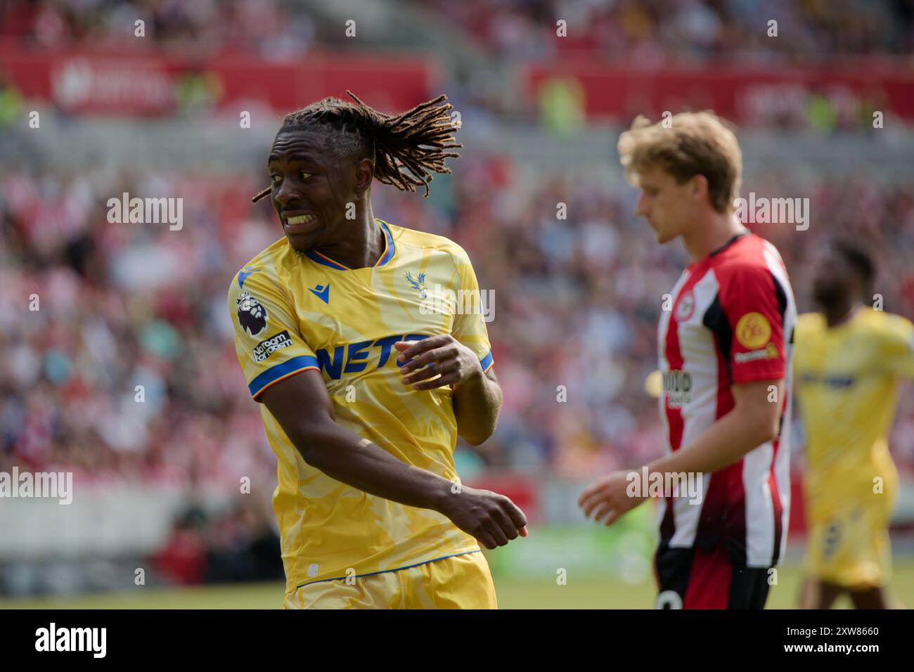 Londres, Royaume-Uni. 18 août 2024. Londres, Angleterre, 18 août 2024 : Eberechi Eze (10 Crystal Palace) lors du match de premier League entre Brentford et Crystal Palace au Gtech Community Stadium à Londres, en Angleterre. (Pedro Porru/SPP) crédit : SPP Sport Press photo. /Alamy Live News Banque D'Images