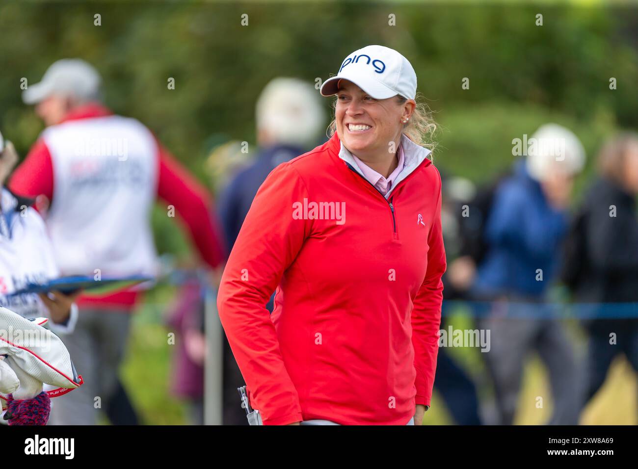 North Ayrshire, Écosse. 18 août 2024. Lauren Coughlin ne montre aucun nerf lors de la dernière manche de l’ISPS HANDA Women’s Scottish Open 2024 à Dundonald Links. Banque D'Images