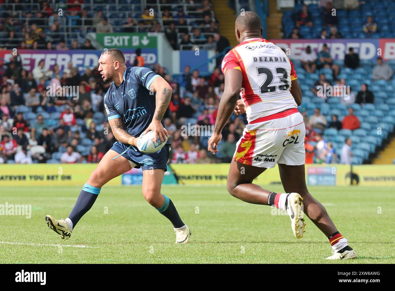 Leeds, Royaume-Uni. 18 août 2024. Elland Road, Leeds, West Yorkshire, 18 août 2024. Betfred Super League - Magic Weekend Catalan Dragons vs Hull KR Elliot Minchella de Hull KR crédit : Touchlinepics/Alamy Live News Banque D'Images