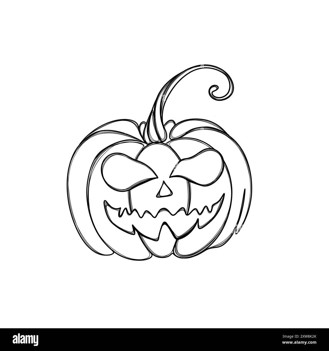 Drôle Jack O Lantern halloween citrouille FreeHand Line Art modèle Halloween autocollant Banque D'Images