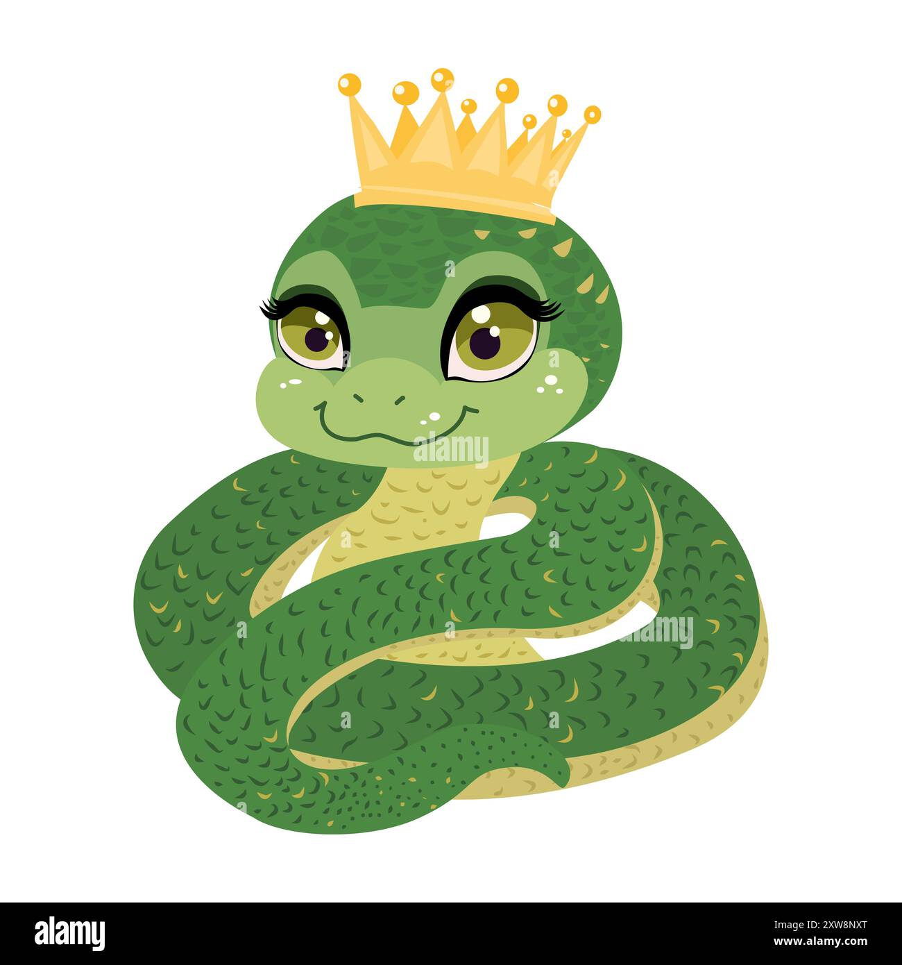 Serpent mignon dans une couronne - symbole de 2025 dans le calendrier chinois - illustration vectorielle Illustration de Vecteur