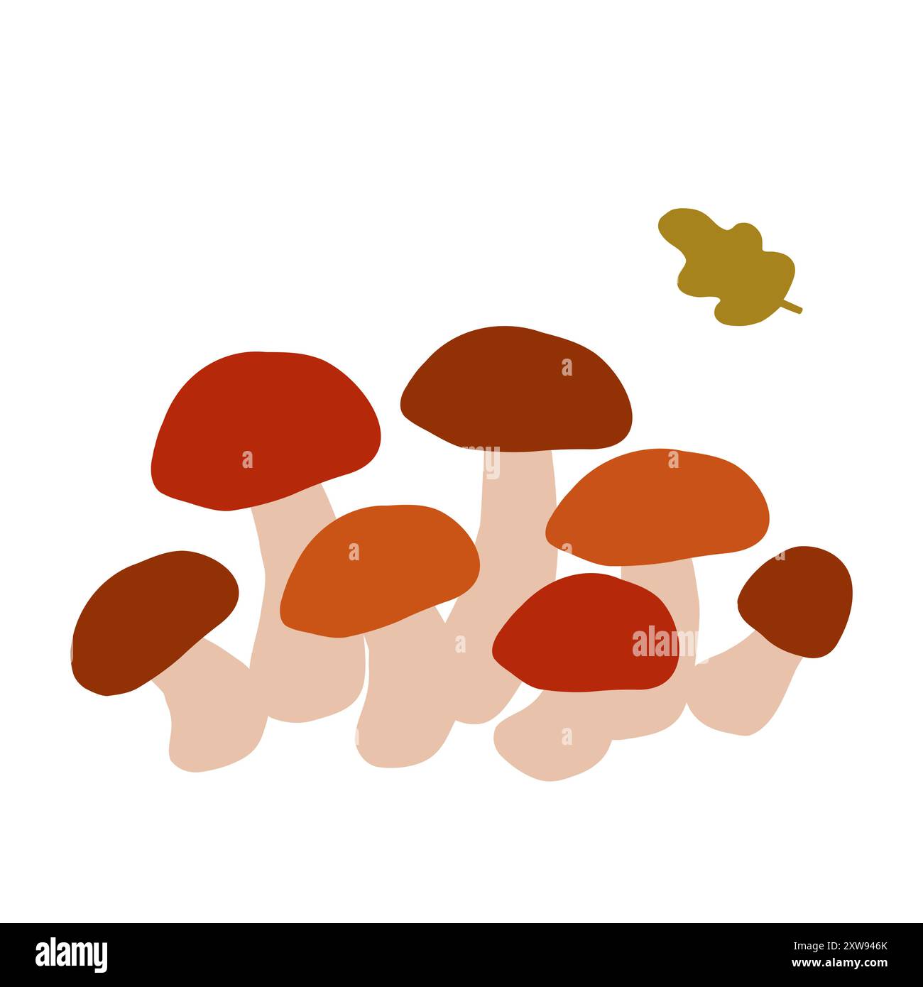 Un groupe de champignons colorés poussant ensemble dans un cadre naturel Illustration de Vecteur