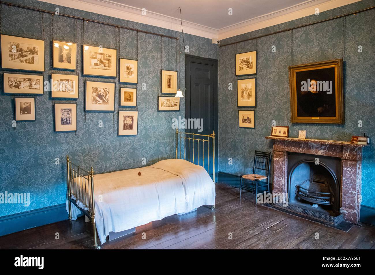 La chambre de Lord Frederic Leighton au Leighton House Museum Banque D'Images