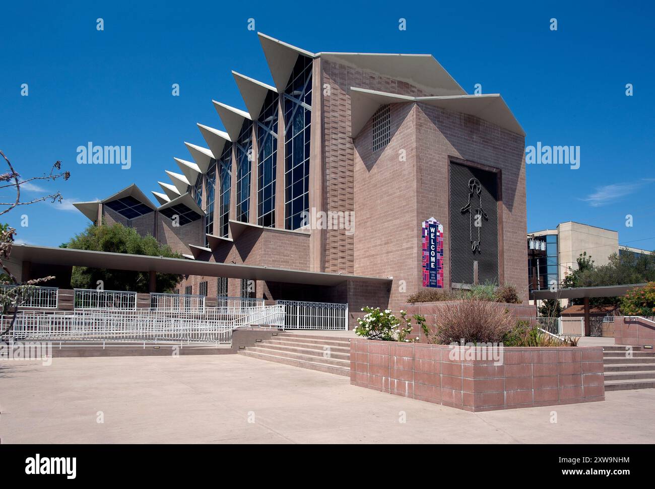 Glendale First United Methodist Church, milieu du siècle, moderne, architecture, bâtiment, Glendale, église, Los Angeles, Californie, États-Unis Banque D'Images