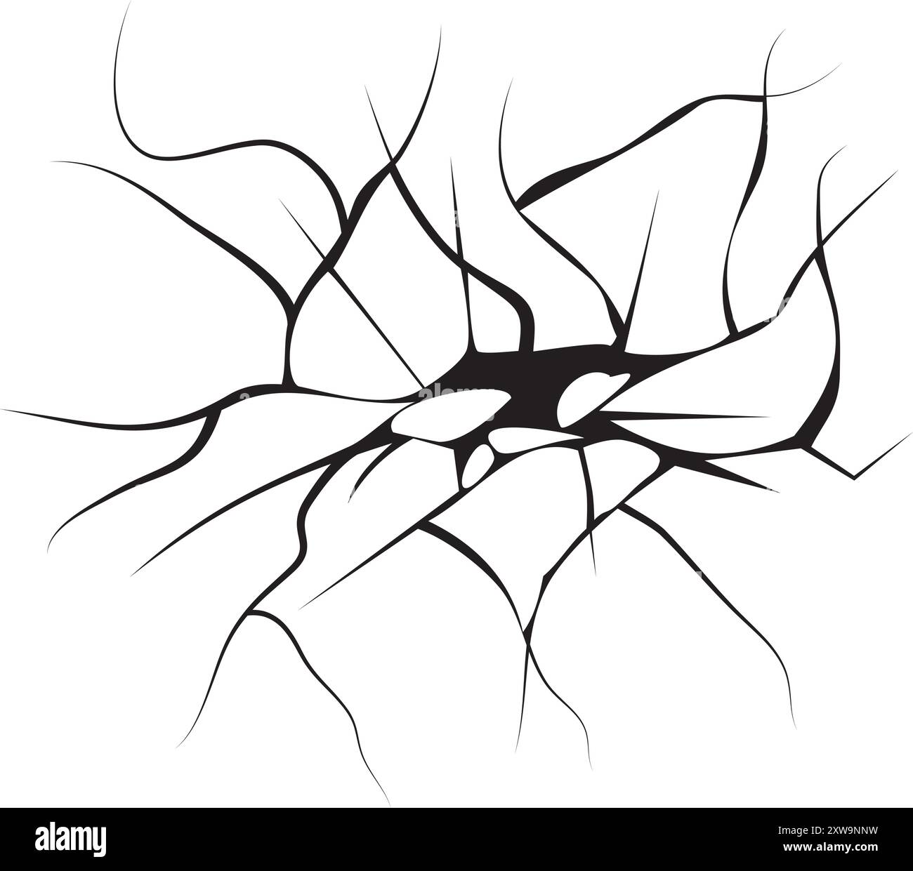 Silhouette de fissures noires. Bris de verre Illustration de Vecteur