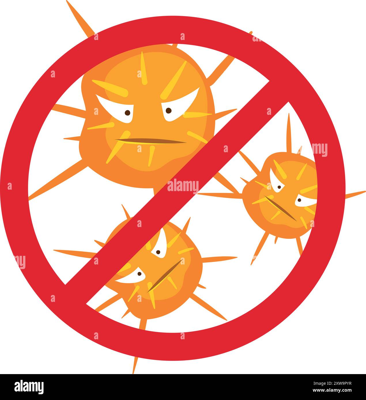 Symbole de virus croisé. Panneau zone exempte de germes Illustration de Vecteur