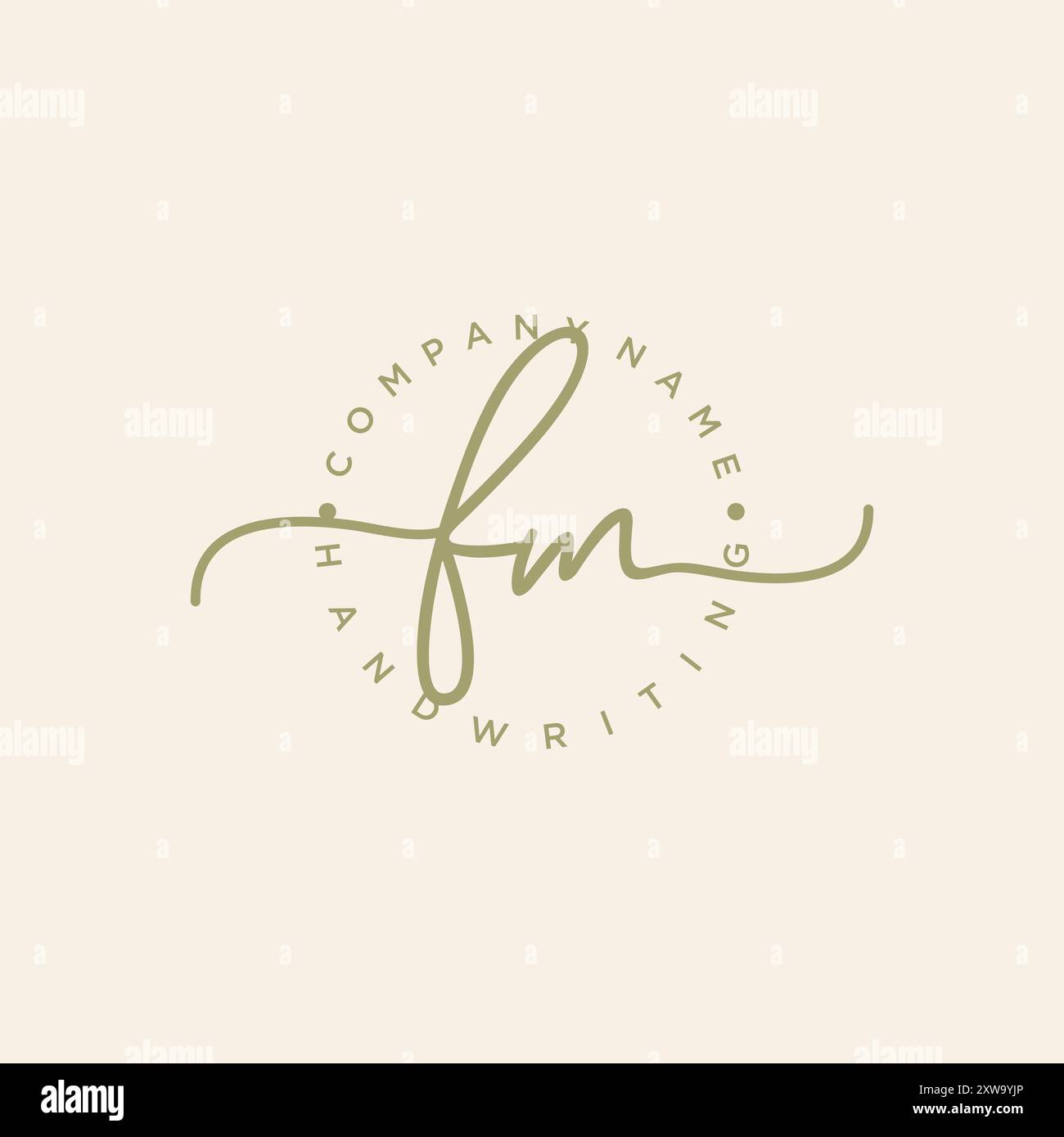 Logo d'écriture manuscrite initiale FM Illustration de Vecteur