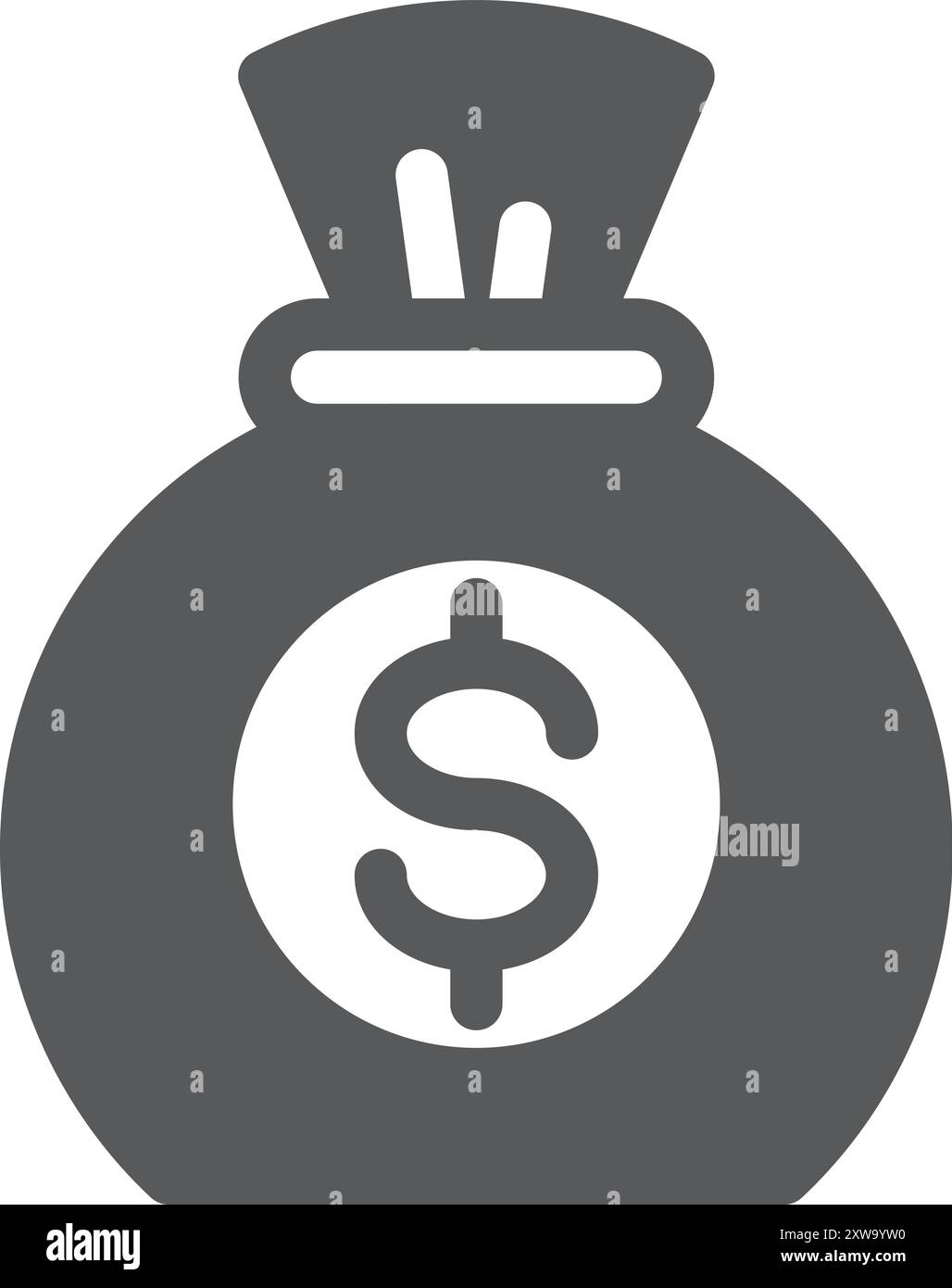 Icône noire Moneybag. Symbole de richesse. Sac d'argent Illustration de Vecteur