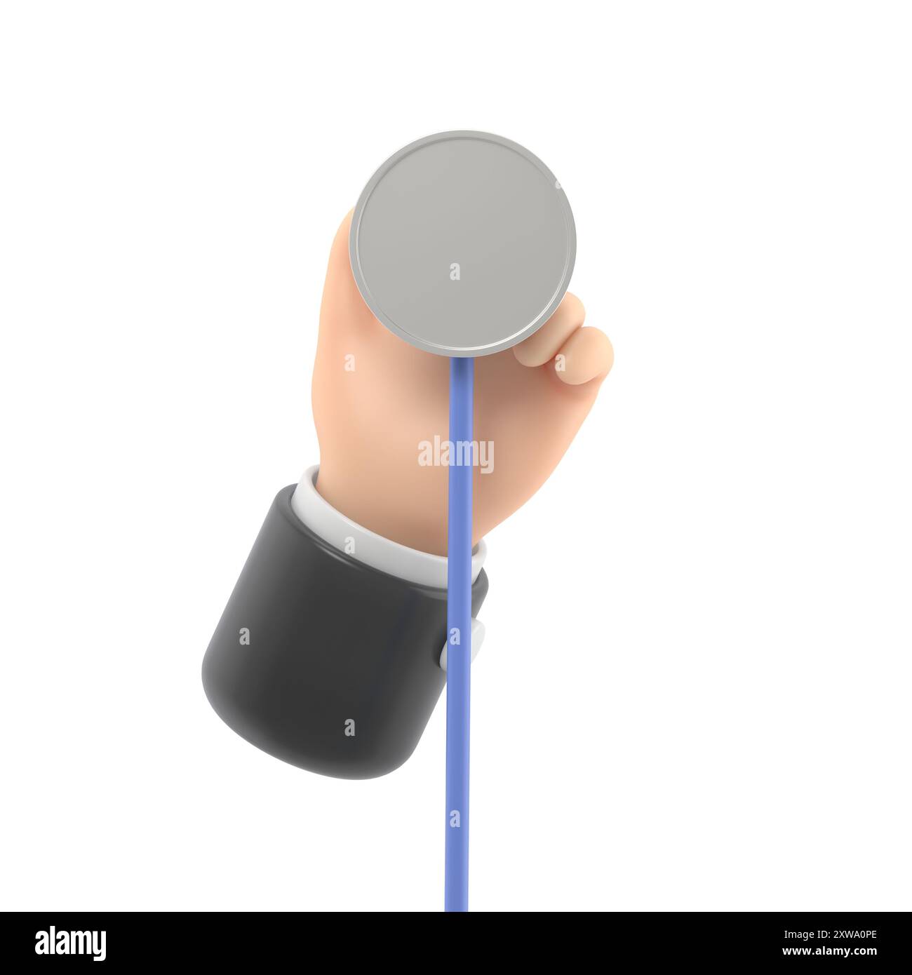 Analyse de concept de diagnostic médical, recherche. Bannière Web. Docteur tenir stéthoscope médical, isolé sur fond. Illustration design plat. Healthcar Banque D'Images