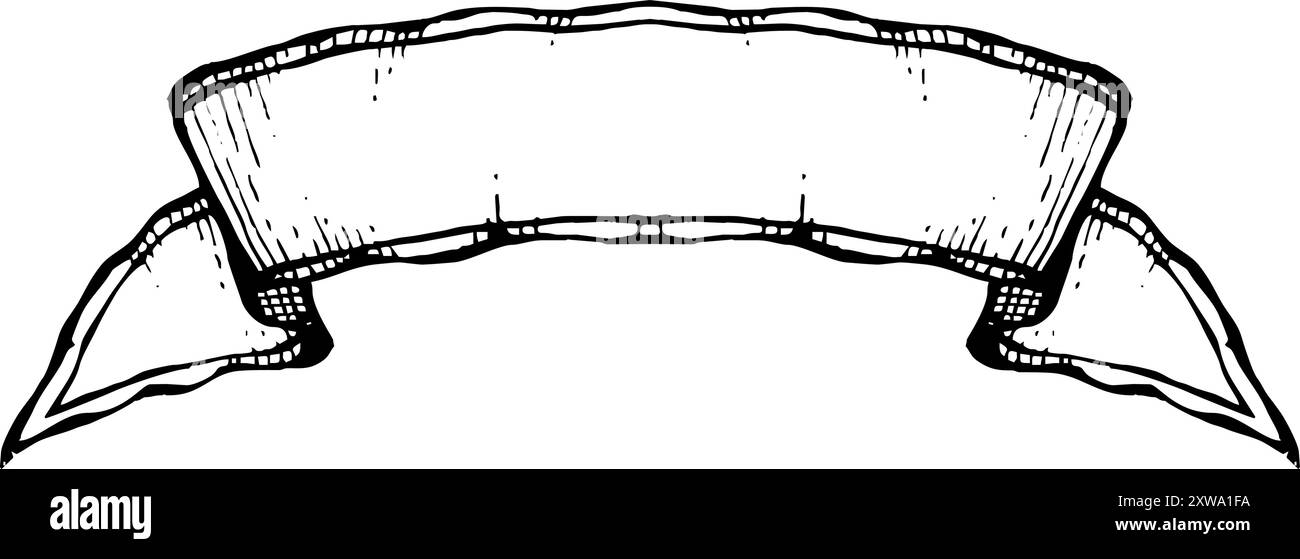 Gravure en spirale de ruban. Bannière rétro dessinée à la main Illustration de Vecteur