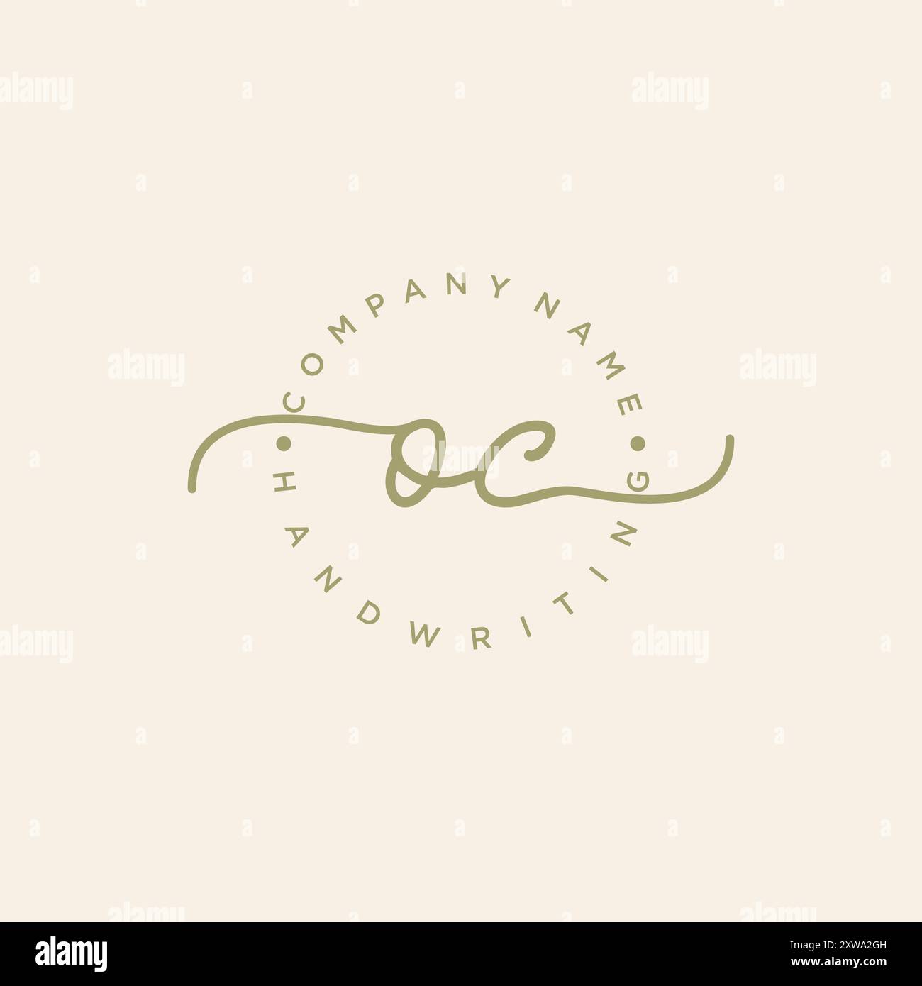 Logo d'écriture manuscrite initiale OC Illustration de Vecteur