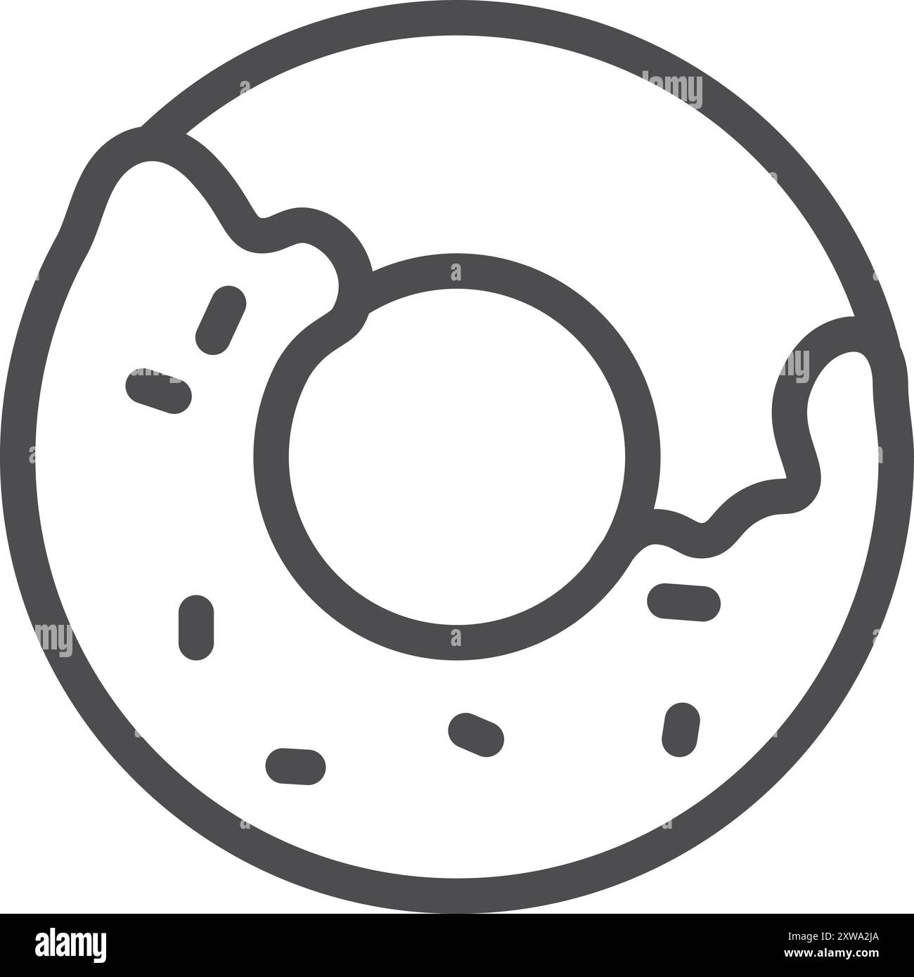 Icône de ligne de donut. Nourriture sucrée. Symbole dessert Illustration de Vecteur