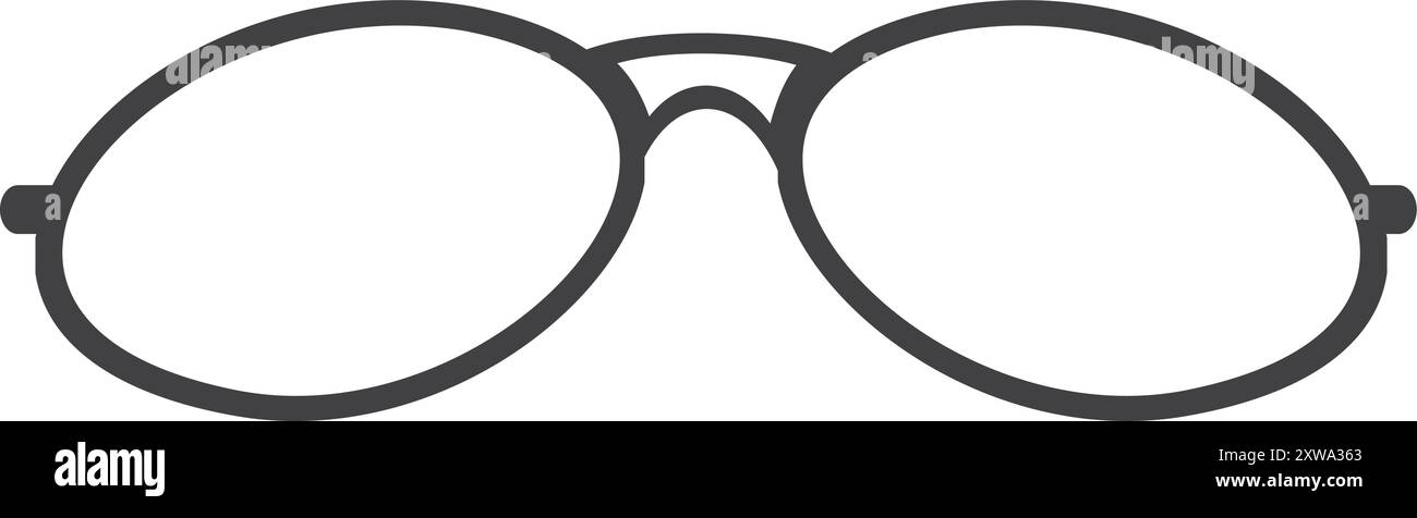 Verres ronds. Lunettes silhouette noire. Monture optique Illustration de Vecteur