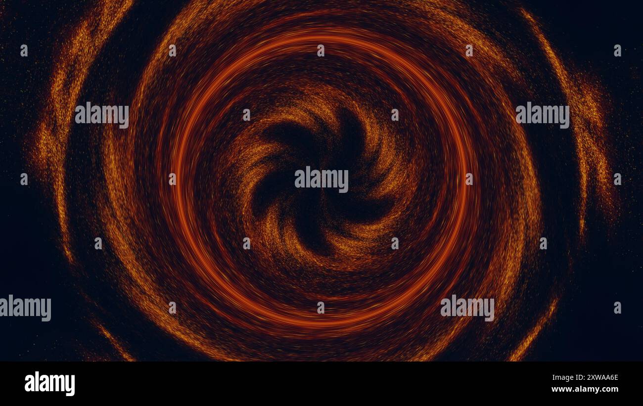 Tourbillon abstrait dynamique avec orange flamboyant vortex d'énergie futuriste design art illustration fond abstrait. Banque D'Images