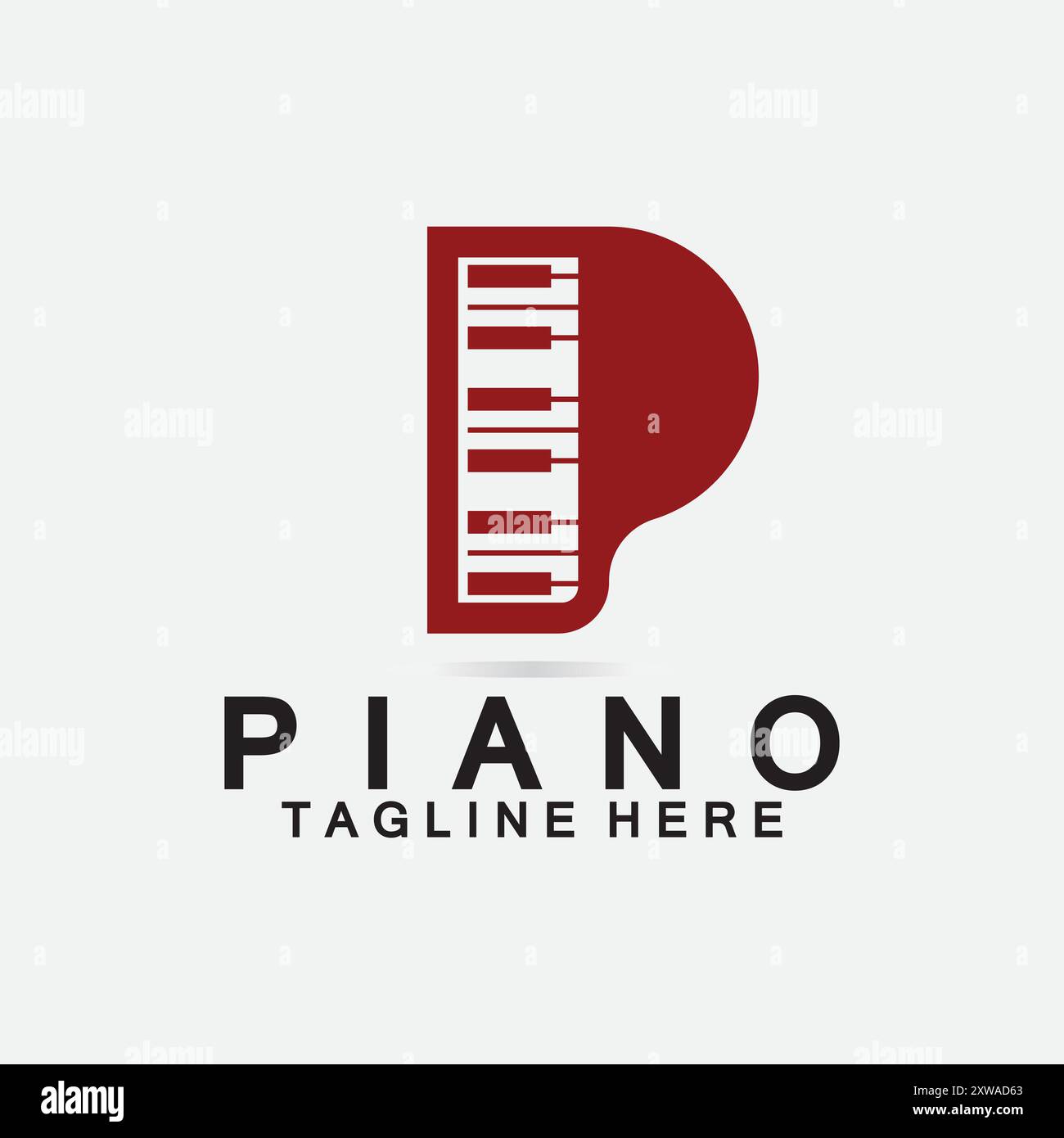 Logo piano lettre P. Design créatif lettre P combinaison avec clavier Piano pour piano logo. Illustration de Vecteur
