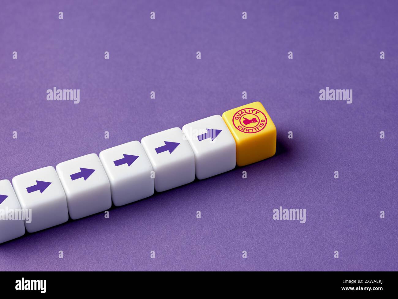 Obtenir une certification de qualité de produit ou de service dans les entreprises. Contrôle qualité et certification de normalisation. Conformité aux réglementations et stand Banque D'Images