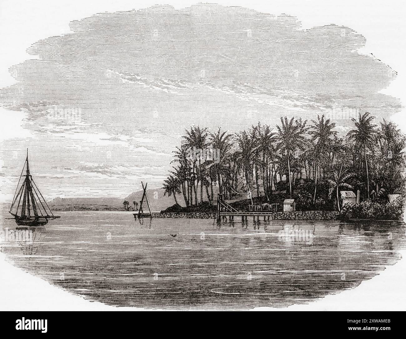 Manchioneal Bay, Portland, gravure du XIXe siècle, Jamaïque, vue ici en 1865. Extrait de Cassell's Illustrated History of England, publié vers 1880. Banque D'Images