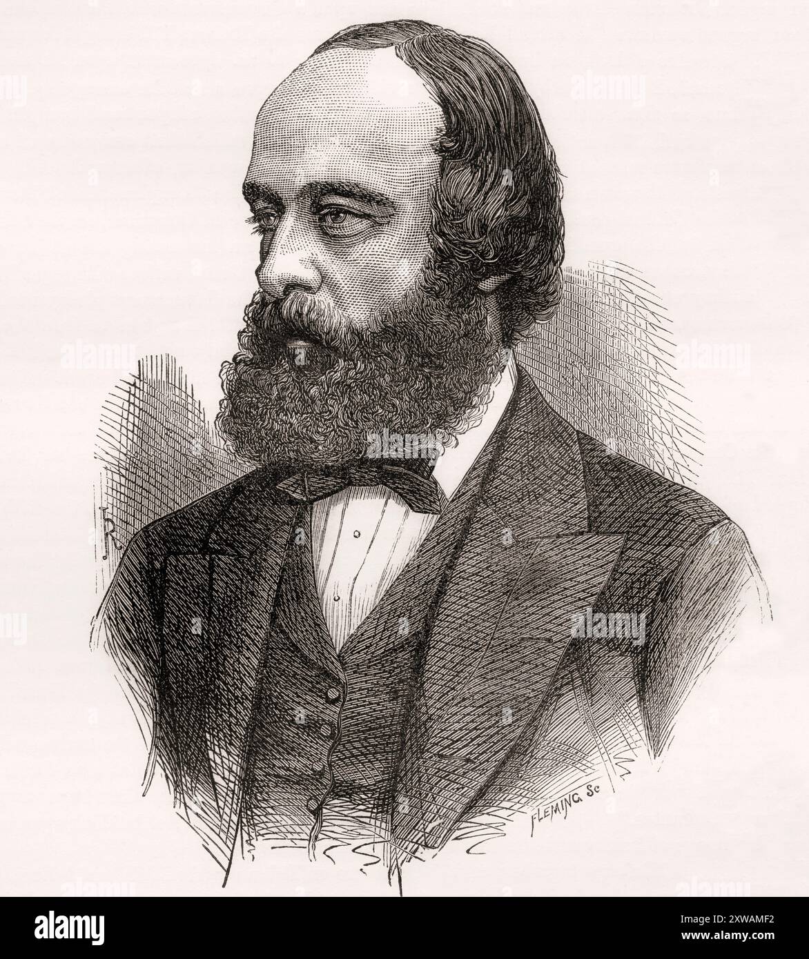 Robert Arthur Talbot Gascoyne-Cecil, 3e marquis de Salisbury, 1830-1903, alias Lord Salisbury. Homme d'État britannique, homme politique conservateur et trois fois premier ministre du Royaume-Uni. Extrait de Cassell's Illustrated History of England, publié vers 1880. Banque D'Images