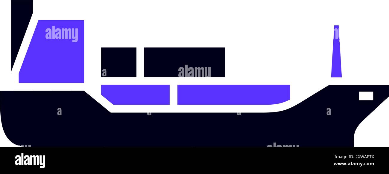 Icône plate de transport de navire-citerne, vue latérale Illustration de Vecteur