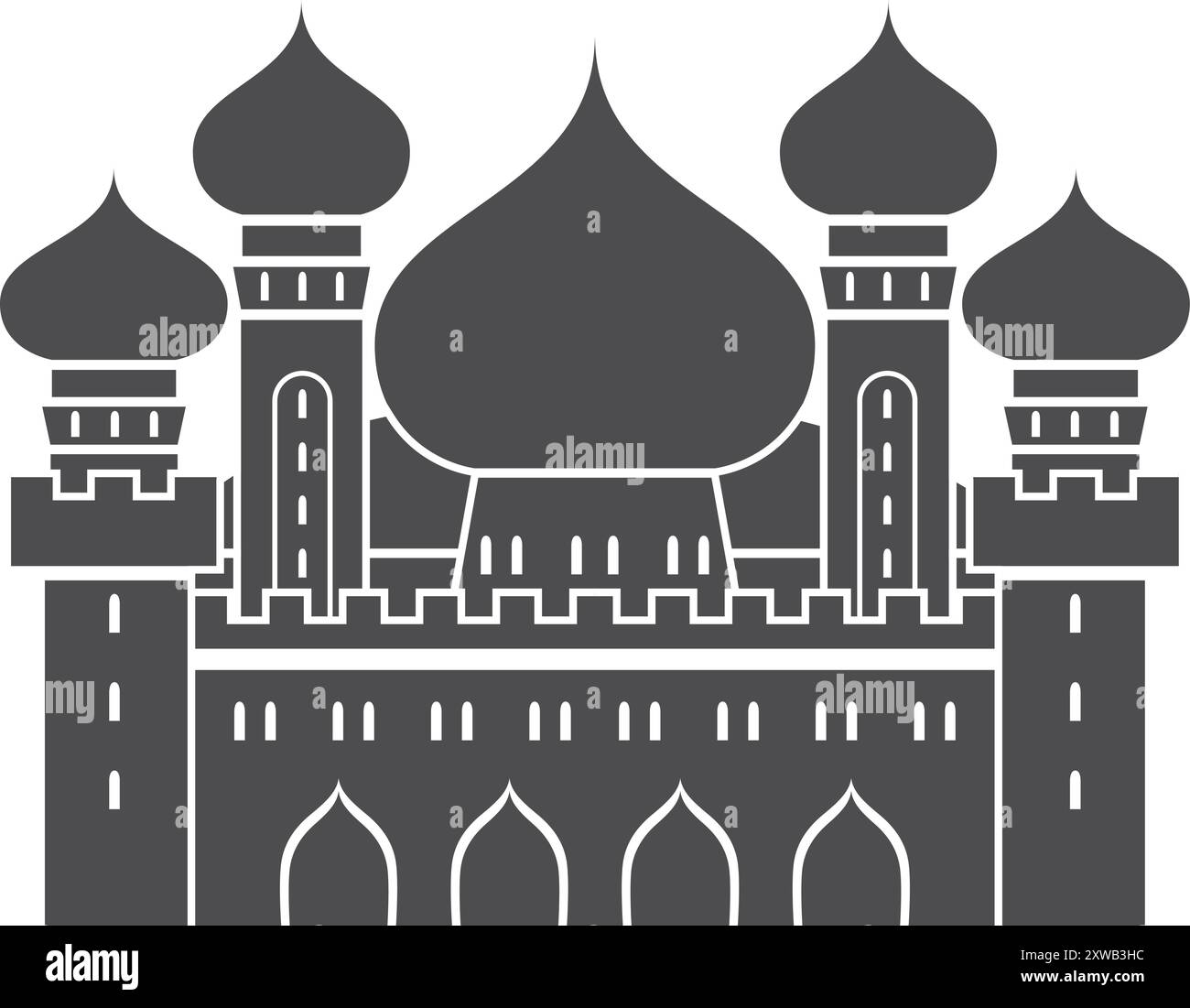 Tour orientale château médiéval. Icône noire d'architecture Illustration de Vecteur