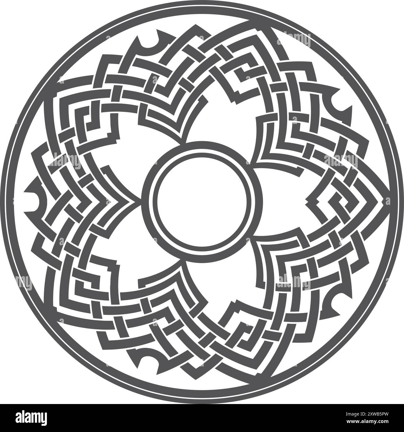 Monogramme rond orné. Logo à motif de ligne noire Illustration de Vecteur