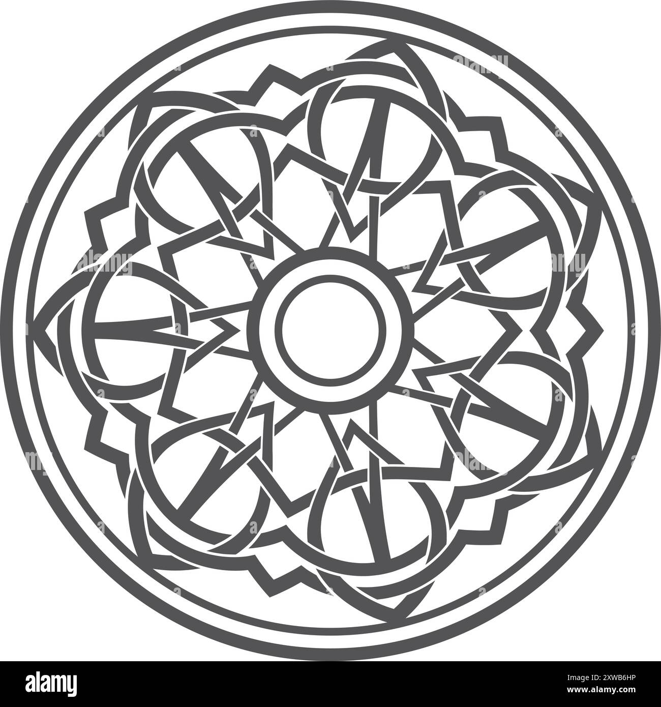 Modèle monogramme rond. Ornement abstrait. Motif de ligne noire Illustration de Vecteur