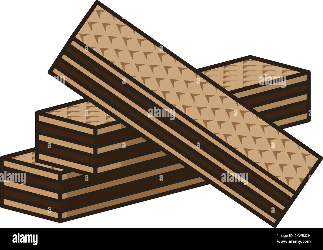 Pile de trois gaufrettes de chocolat illustration vectorielle isolée pour la Journée des gaufrettes de chocolat le 3 juillet. Illustration de Vecteur